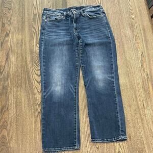 Ann Taylor Straight Leg Jeans Mid Rise Whisker Denim Medium Wash Blue Size 10/30